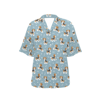 Beagle Pattern Print Design 02 Women's Hawaiian Shirt