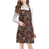 Microphone Skull Rose Pattern Print Design 02 Apron with Pocket