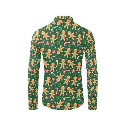 Gingerbread Pattern Print Design 04 Men's Long Sleeve Shirt