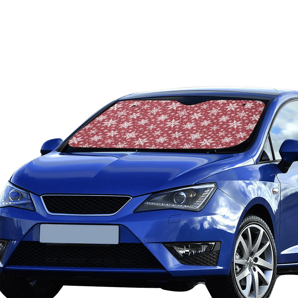 Snowflake Red Print Design LKS302 Car front Windshield Sun Shade
