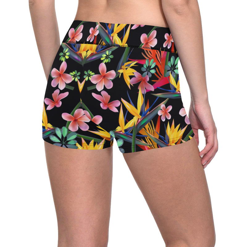 Tropical Flower Pattern Print Design TF015 Yoga Shorts