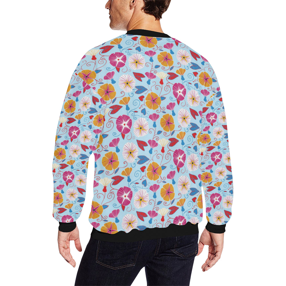 Morning Glory Pattern Print Design MG06 Men Long Sleeve Sweatshirt