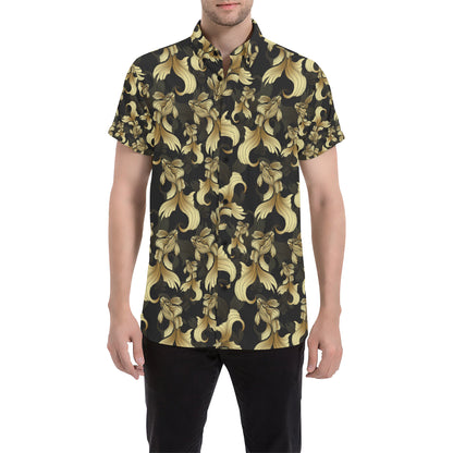 Goldfish Pattern Print Design 02 Men's Short Sleeve Button Up Shirt