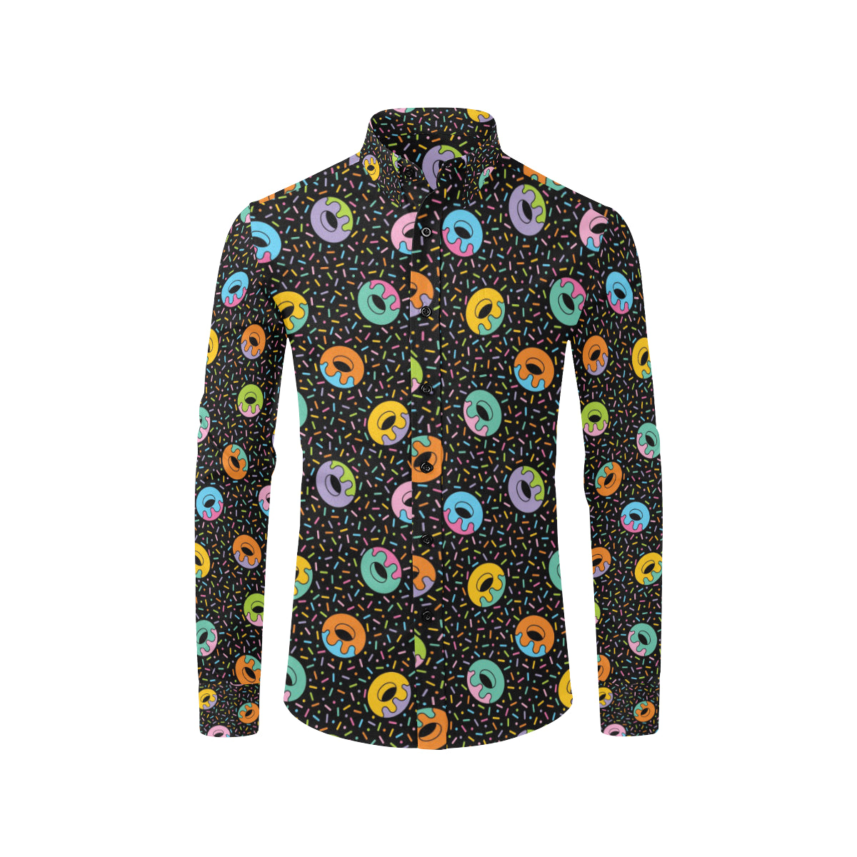Donut Pattern Print Design DN012 Men's Long Sleeve Shirt
