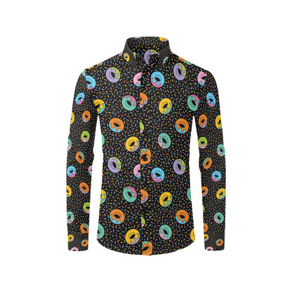 Donut Pattern Print Design DN012 Men's Long Sleeve Shirt