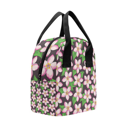 Pink Plumeria Pattern Print Design PM019 Insulated Lunch Bag