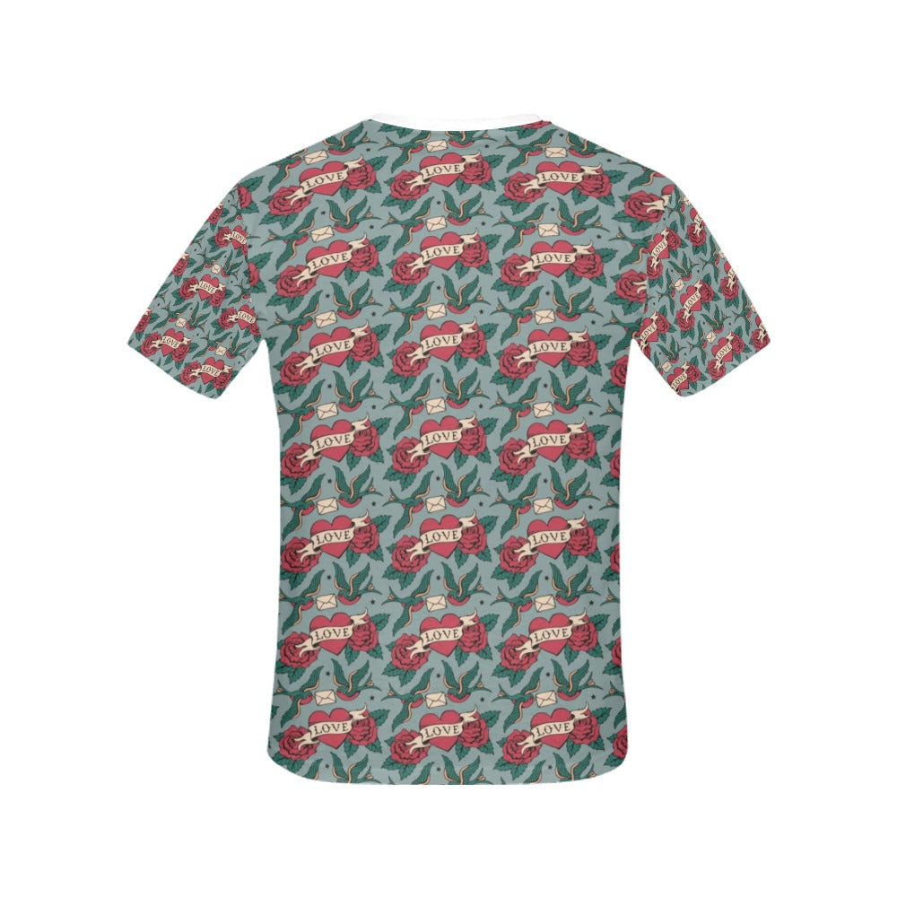 Tattoo Heart Print Design LKS301 Women's  T-shirt