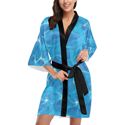 Ocean Reflex Pattern Print Design A02 Women's Short Kimono