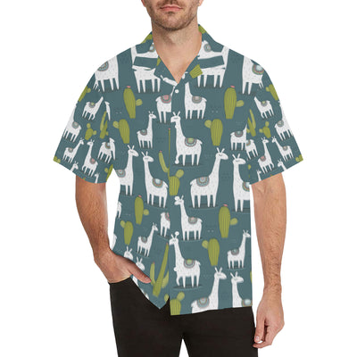 Llama Cactus Pattern Print Design 03 Men's Hawaiian Shirt