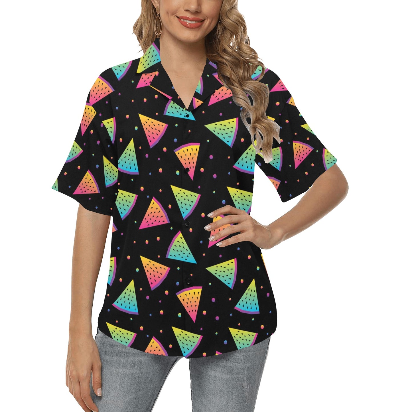 Rainbow Watermelon Pattern Print Design A04 Women's Hawaiian Shirt