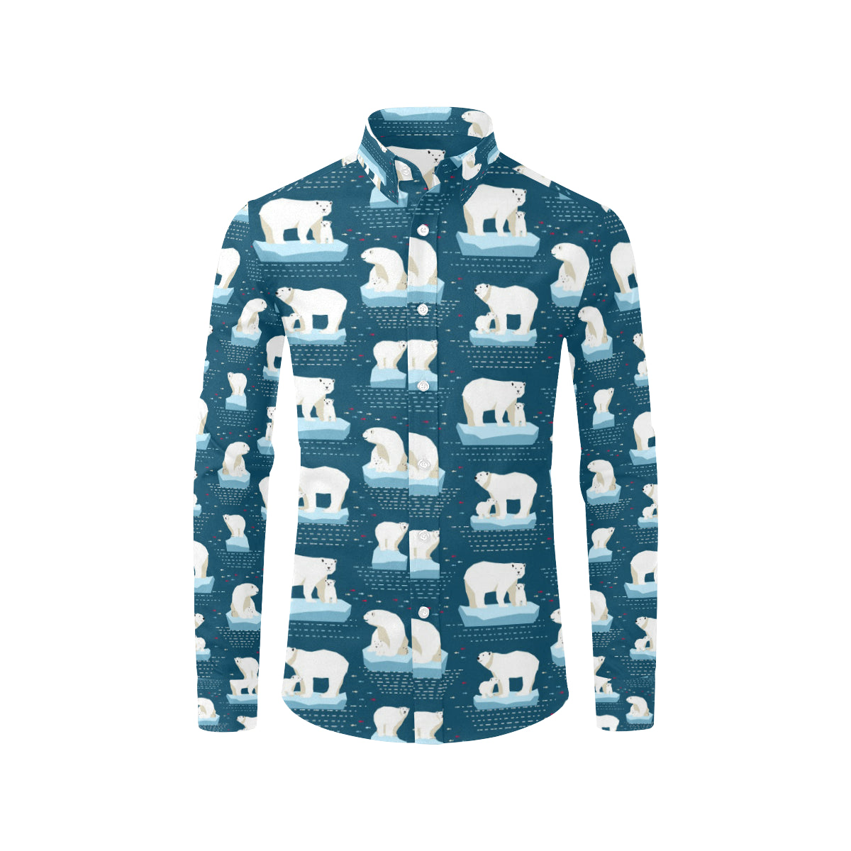 Polar Bear Pattern Print Design PB02 Men's Long Sleeve Shirt