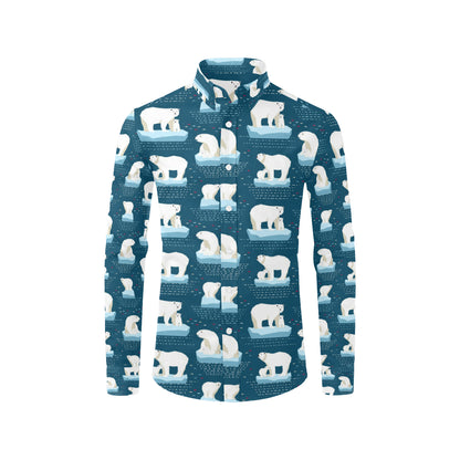 Polar Bear Pattern Print Design PB02 Men's Long Sleeve Shirt
