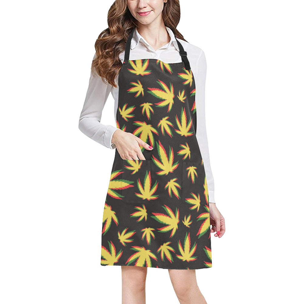 Pot Leaf Pattern Print Design A02 Apron with Pocket