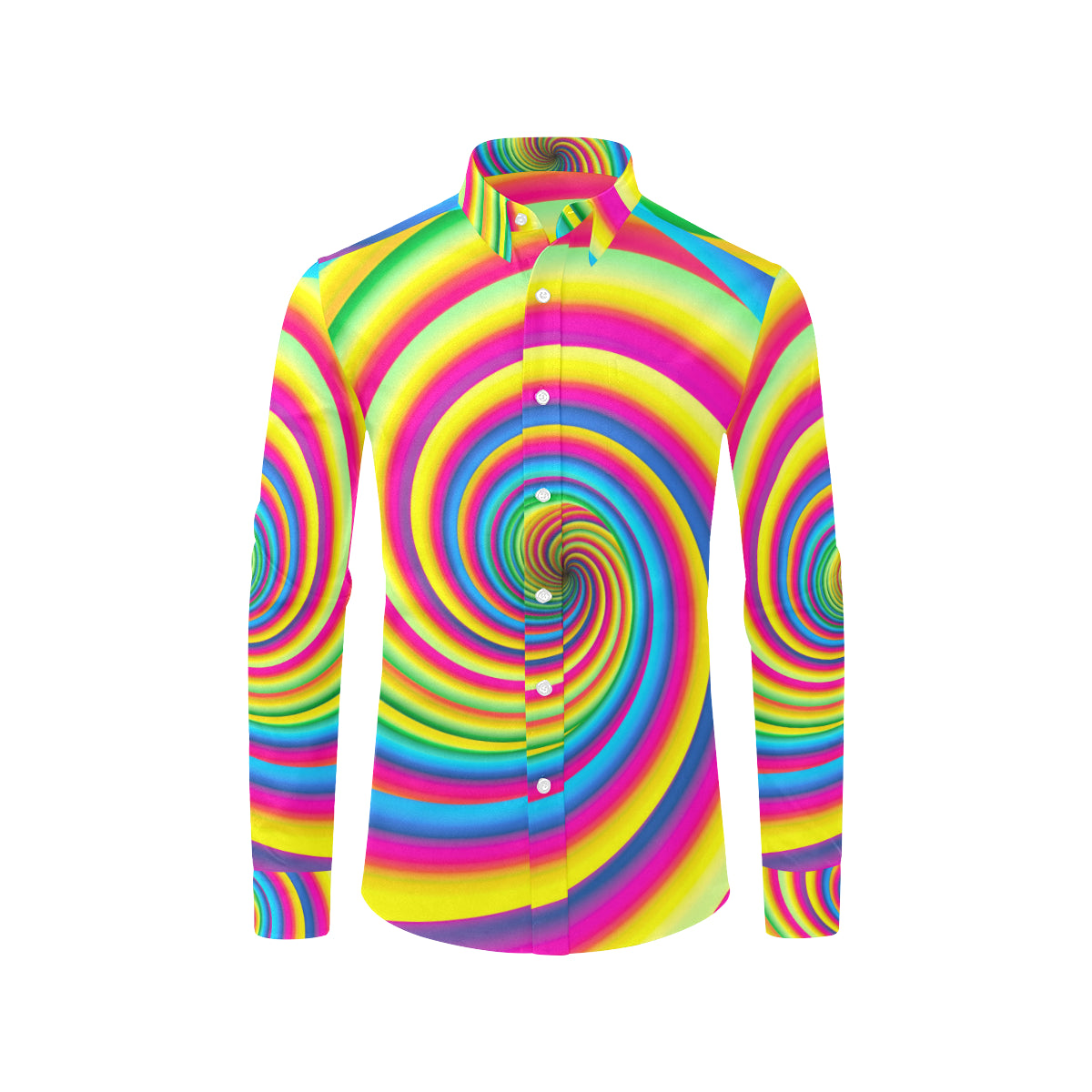 Vortex Twist Swirl Rainbow Design Men's Long Sleeve Shirt
