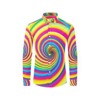 Vortex Twist Swirl Rainbow Design Men's Long Sleeve Shirt