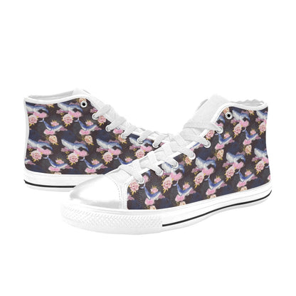 Blue Whale Print Design LKS401 High Top Women's White Shoes