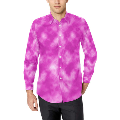 Tie Dye Pink Design Print Men's Long Sleeve Shirt