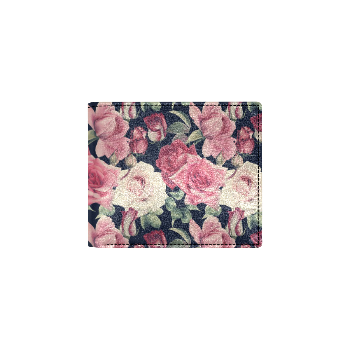 Rose Pattern Print Design RO05 Men's ID Card Wallet