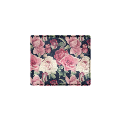 Rose Pattern Print Design RO05 Men's ID Card Wallet