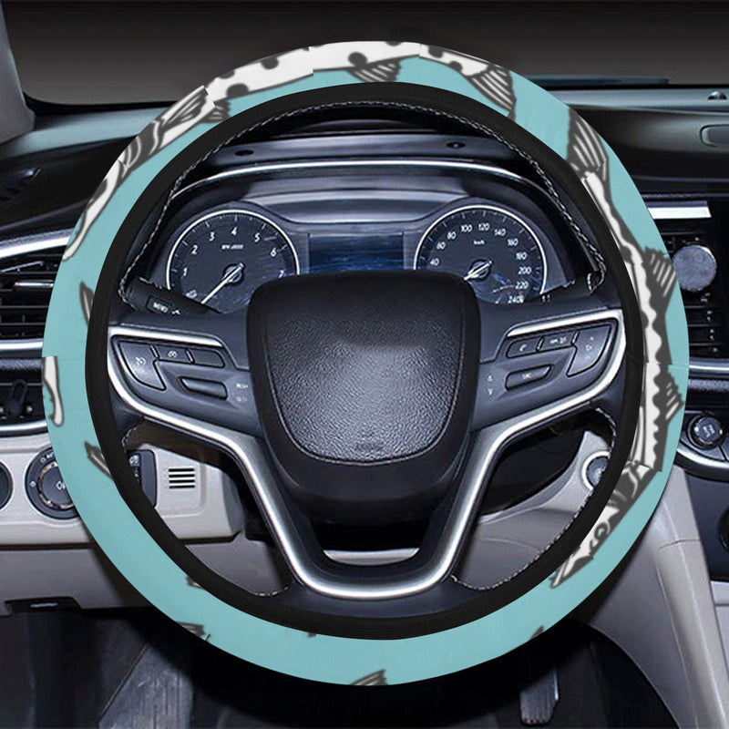 Barracuda Pattern Print Design 03 Steering Wheel Cover with Elastic Edge