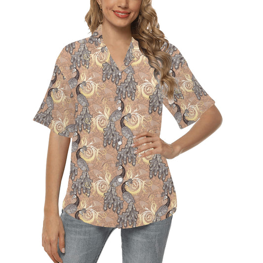 Peacock Pattern Print Design A05 Women's Hawaiian Shirt