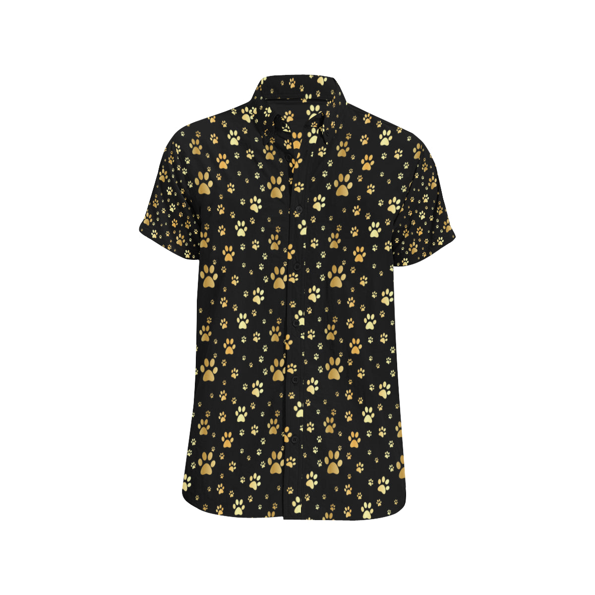 Paw Gold Print Men's Short Sleeve Button Up Shirt