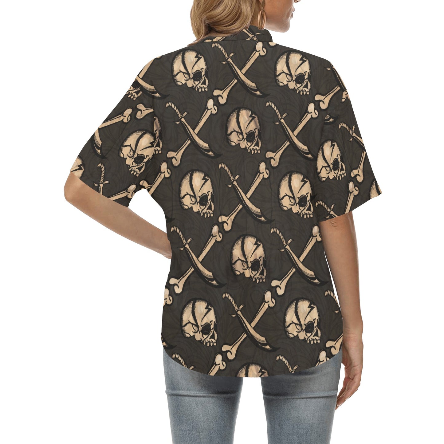 Pirate Pattern Print Design A03 Women's Hawaiian Shirt