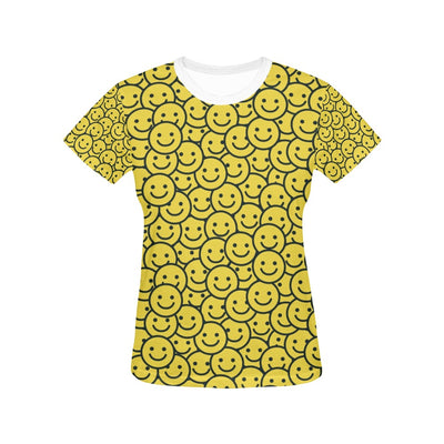 Smiley Face Emoji Print Design LKS302 Women's  T-shirt