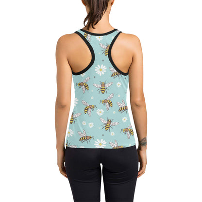 Bee Pattern Print Design BEE010 Women's Racerback Tank Top