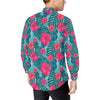 Red Hibiscus Pattern Print Design HB017 Men's Long Sleeve Shirt