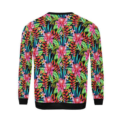 Heliconia Pattern Print Design HL02 Men Long Sleeve Sweatshirt