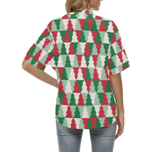 Christmas Tree Pattern Print Design 01 Women's Hawaiian Shirt