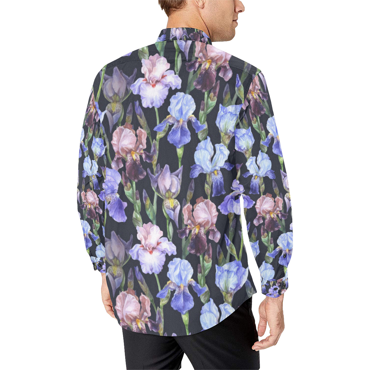 Iris Pattern Print Design IR04 Men's Long Sleeve Shirt