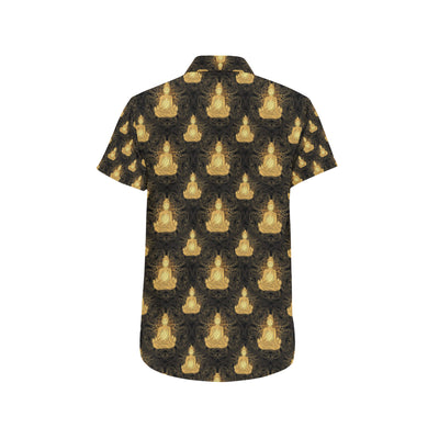 Buddha Pattern Print Design 02 Men's Short Sleeve Button Up Shirt