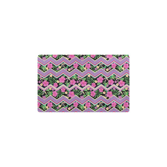 Hibiscus Pink Zigzag Line Pattern Design LKS307 Kitchen Mat