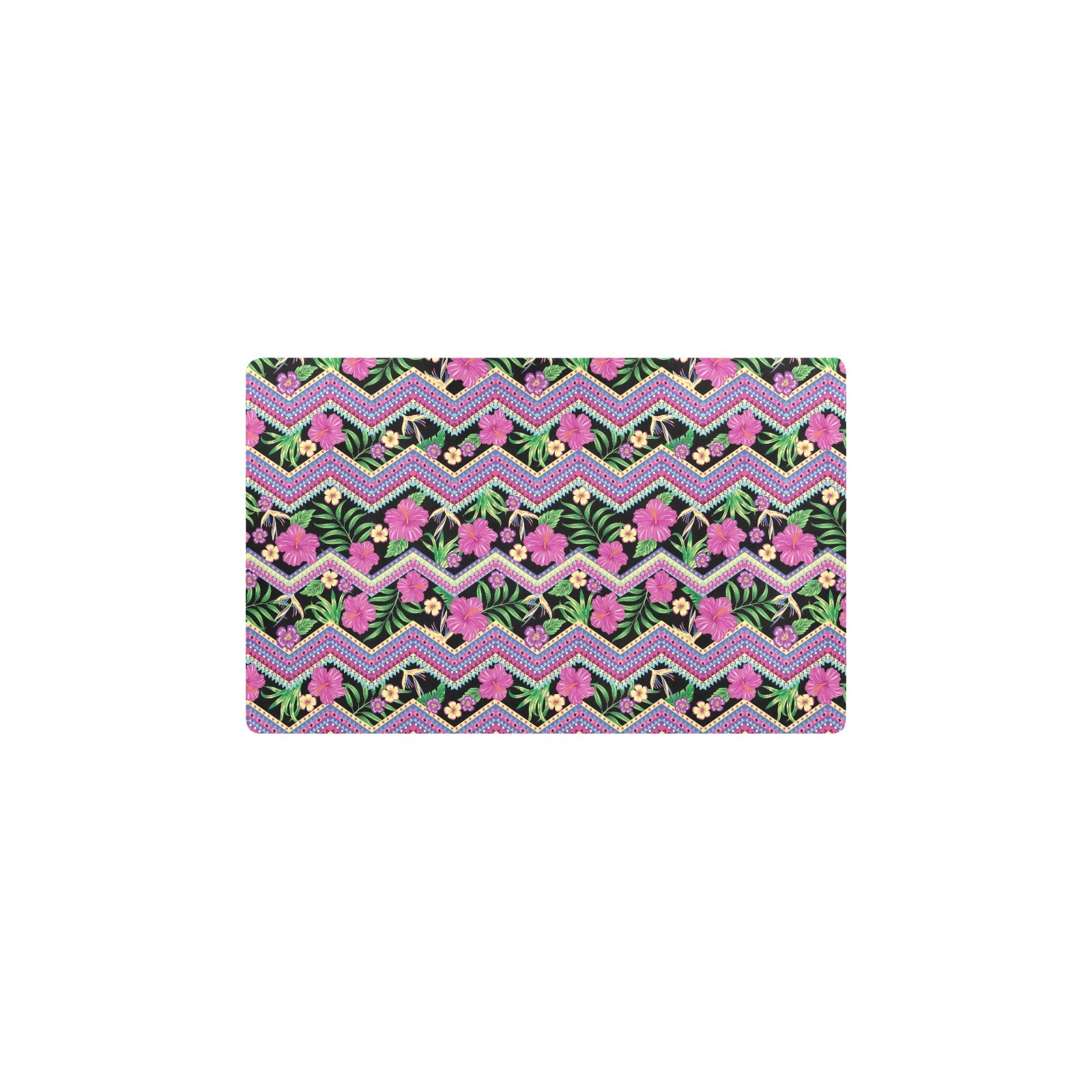 Hibiscus Pink Zigzag Line Pattern Design LKS307 Kitchen Mat