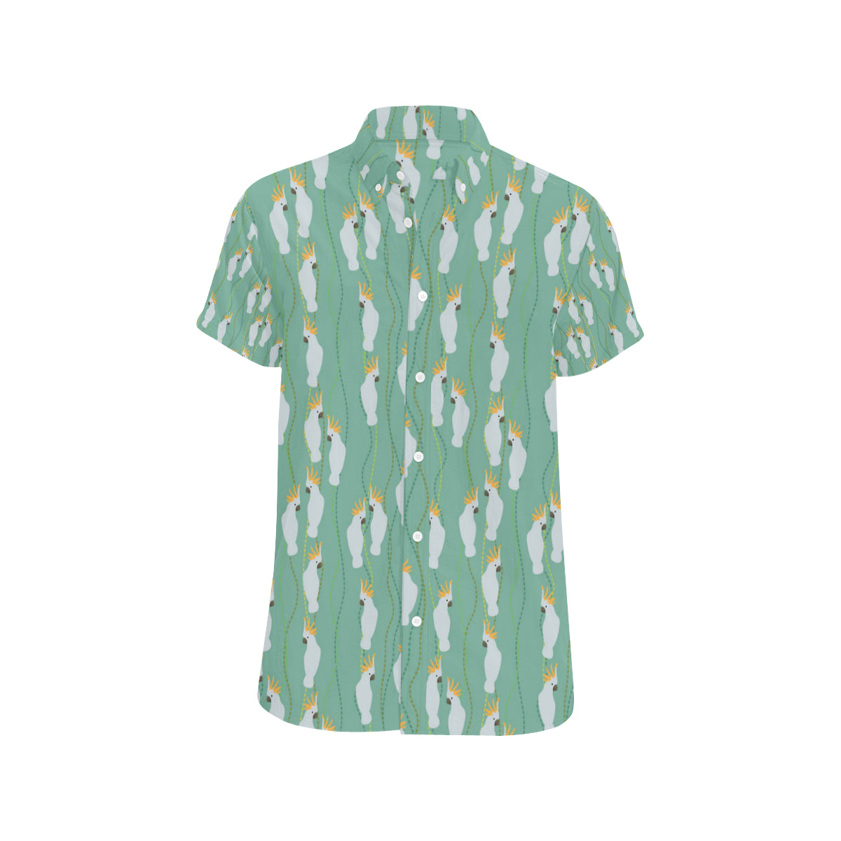 Cockatoo Pattern Print Design 01 Men's Short Sleeve Button Up Shirt