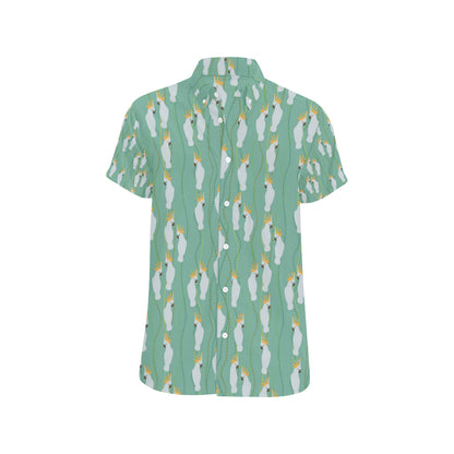 Cockatoo Pattern Print Design 01 Men's Short Sleeve Button Up Shirt