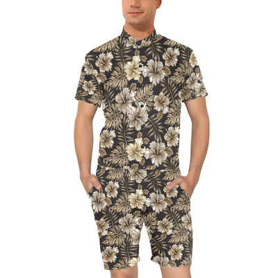 Brown Hibiscus Tropical Men's Romper