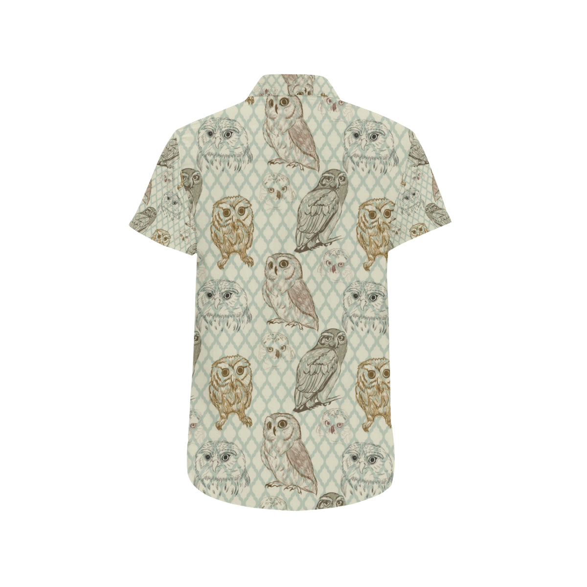 Owl Pattern Print Design A03 Men's Short Sleeve Button Up Shirt