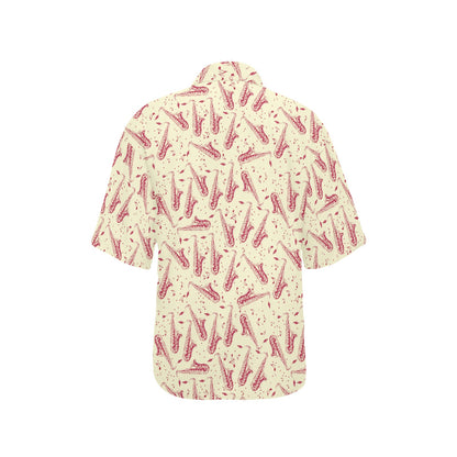 Saxophone Print Design LKS402 Women's Hawaiian Shirt
