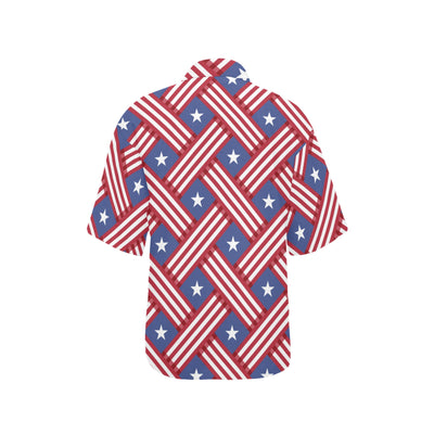 American flag Pattern Women's Hawaiian Shirt