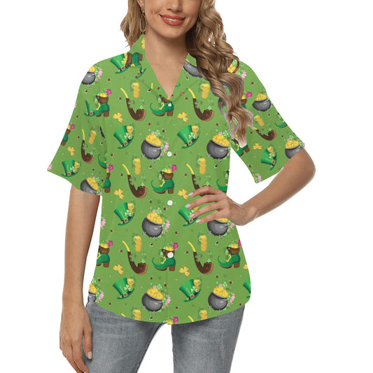 Shamrock Saint Patrick's Day Print Design LKS306 Women's Hawaiian Shirt