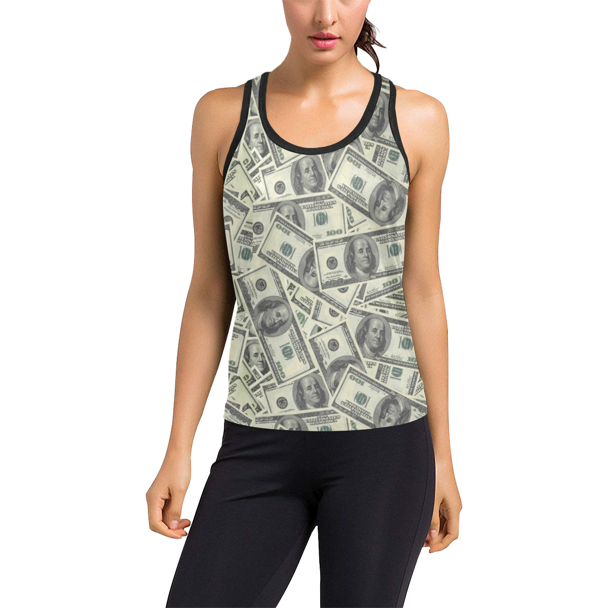 Dollar Pattern Print Design DO02 Women's Racerback Tank Top