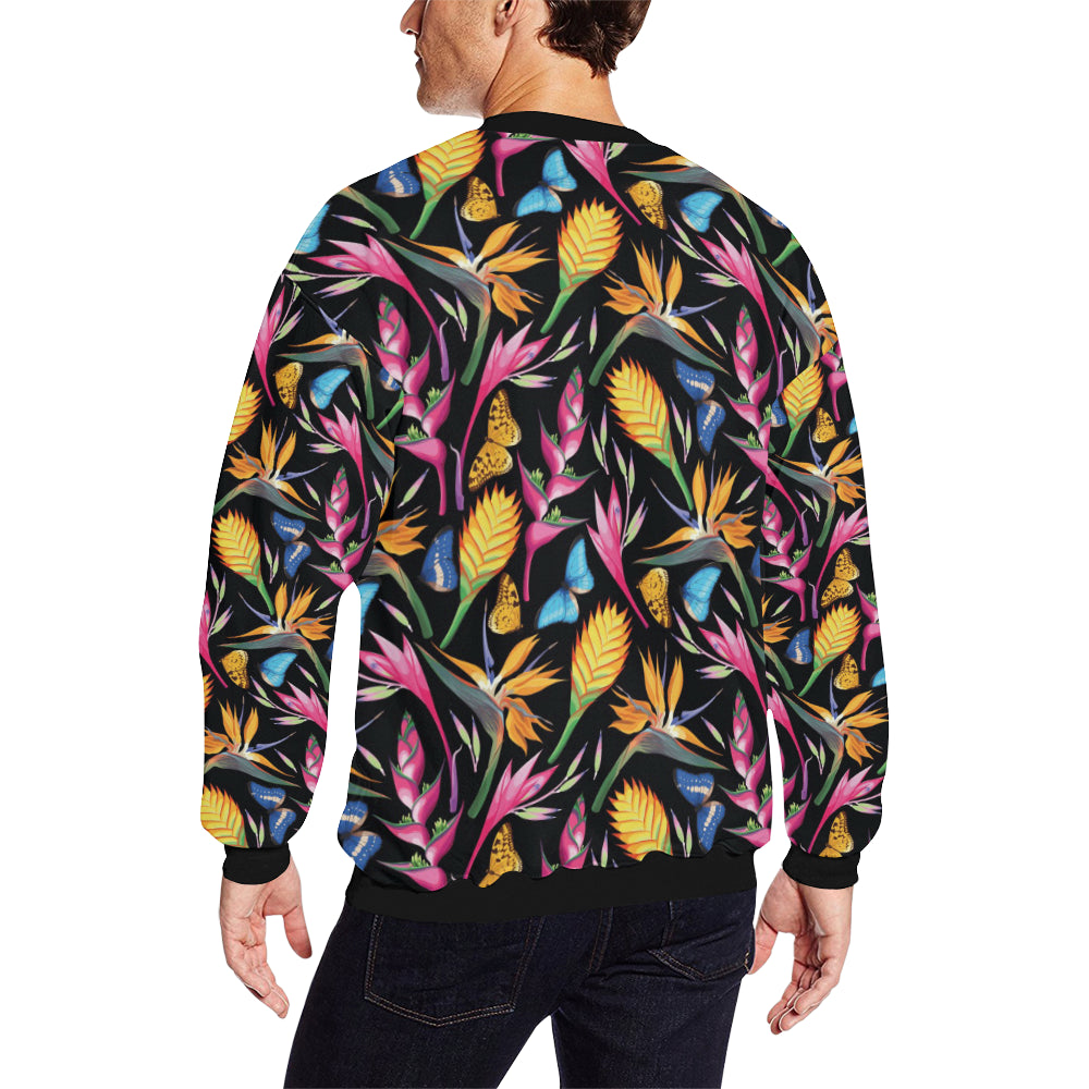 Tropical Flower Pattern Print Design TF016 Men Long Sleeve Sweatshirt