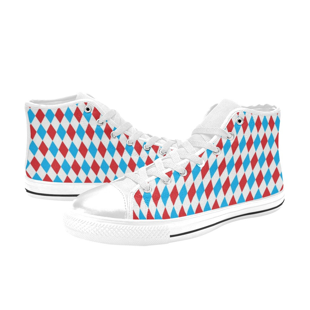 Harlequin Print Design LKS402 High Top Women's White Shoes