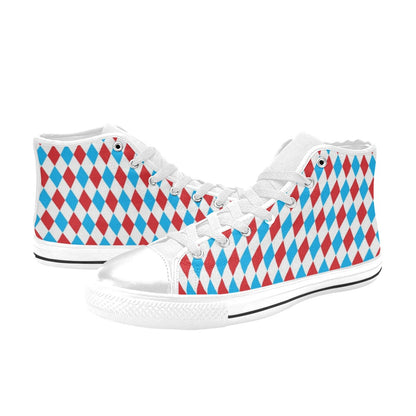 Harlequin Print Design LKS402 High Top Women's White Shoes