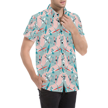 Kayak Pattern Print Design 05 Men's Short Sleeve Button Up Shirt