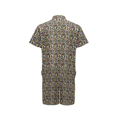 Peace Sign flowers Design Print Men's Romper