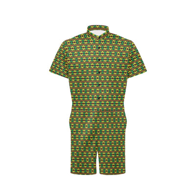 African Geometric Print Pattern Men's Romper